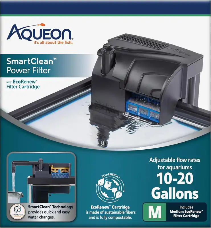 Aqueon SMART CLEAN POWER FILTER W/ ECO RENEW FILTER CARTRIDGE 10-20 G