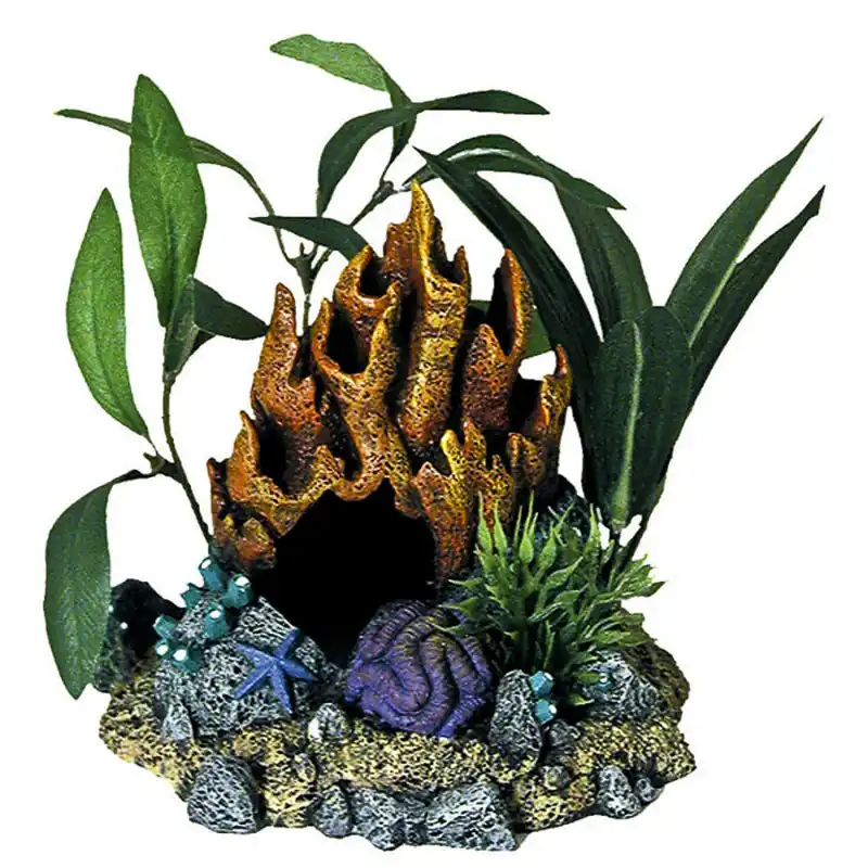 Blue Ribbon FIRE CORAL CAVE W PLANTS SM