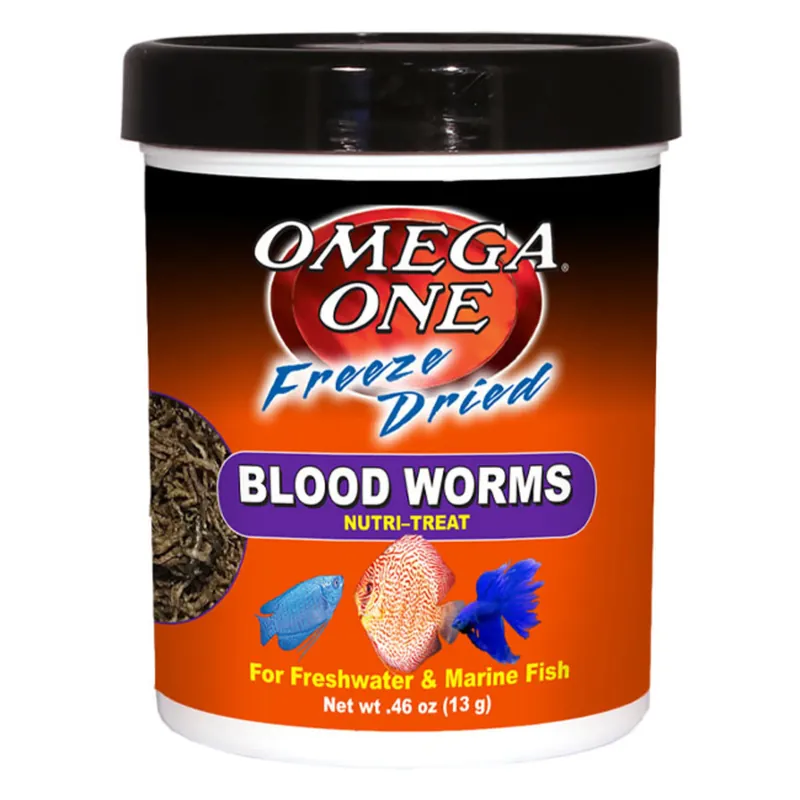 Omega One Aquatics FREEZE DRIED BLOOD WORMS .46 OZ