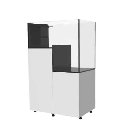 84 Gallon Peninsula Drop Off Aquarium w/ White Stand - Fiji Cube