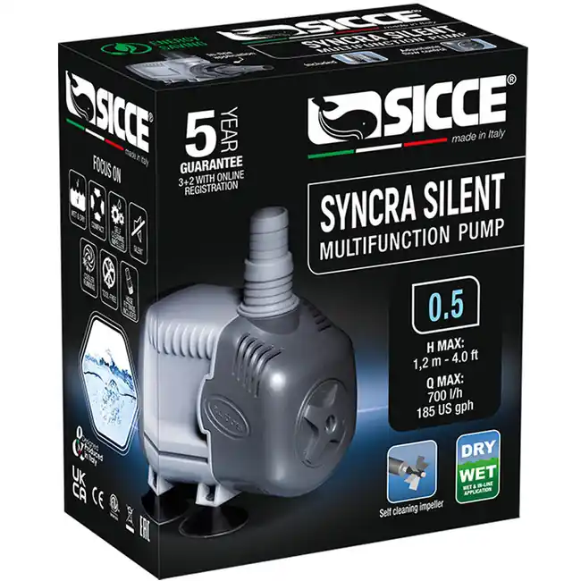 Syncra Silent Water Pump 0.5 (185 gph) 4 ft. Head - Sicce