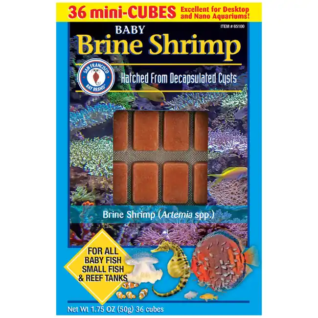 Frozen Baby Brine Shrimp Fish Food (36 mini-cubes, 1.75 oz) - San Francisco Bay Brand