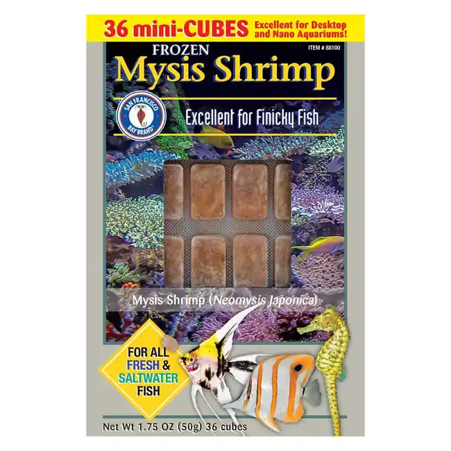 Frozen Mysis Shrimp Fish Food (36 mini cubes, 1.75 oz) - San Francisco Bay Brand