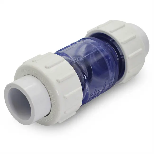 3/4" Clear PVC True Union Swing Check Valve Slip - Clear True Union