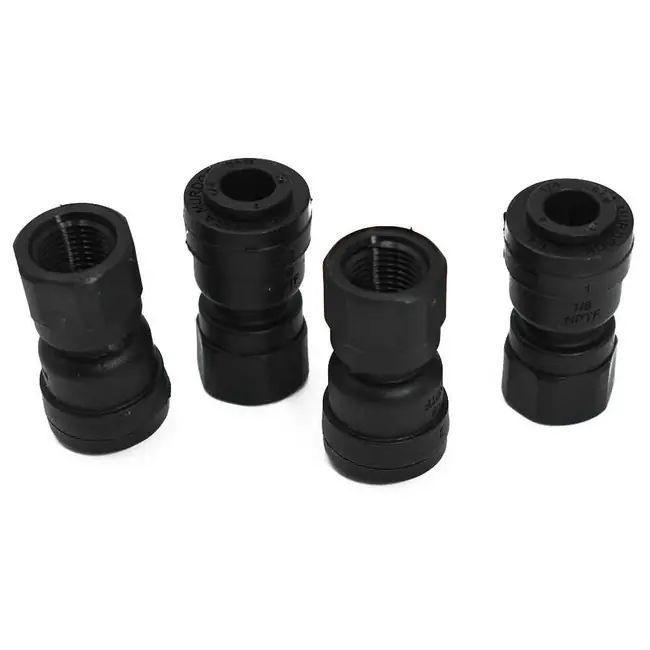 4 PACK - 1/4" x 1/8" nptf Female Adapter BLACK (Apex DOS Fitting) - Mur lok