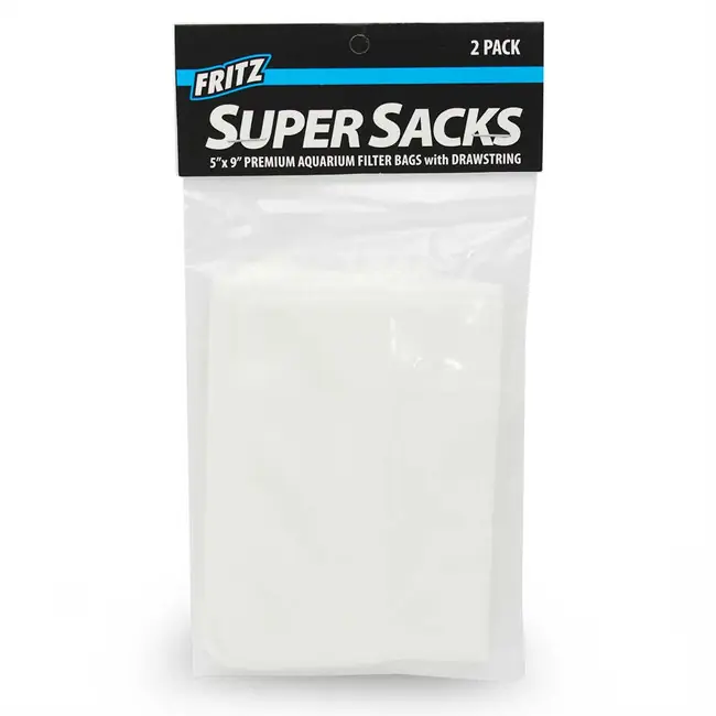 (2 Pack) Super Sacks 5" x 9" Premium Aquarium Filter Bags w/Drawstring - Fritz