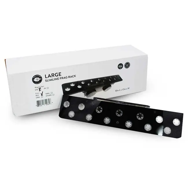 13 Hole Large Slimline Frag Rack (1/2" Glass) Black w/Frag Lock - PNW Customs