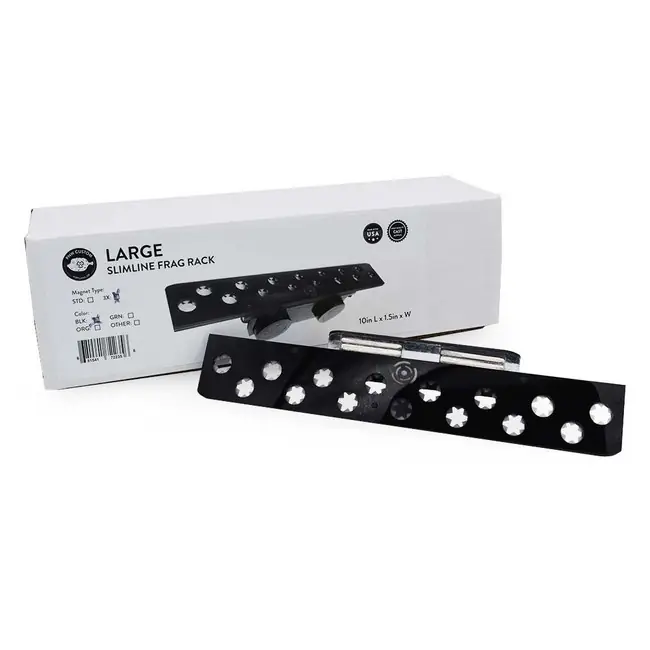 13 Hole Large Slimline Frag Rack (3/4" Glass) Black w/Frag Lock & Reinforced Magnets - PNW Customs