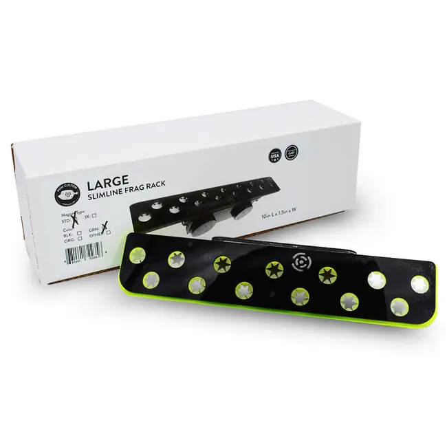 13 Hole Large Slimline Frag Rack (1/2" Glass) Goblin Green w/Frag Lock - PNW Customs