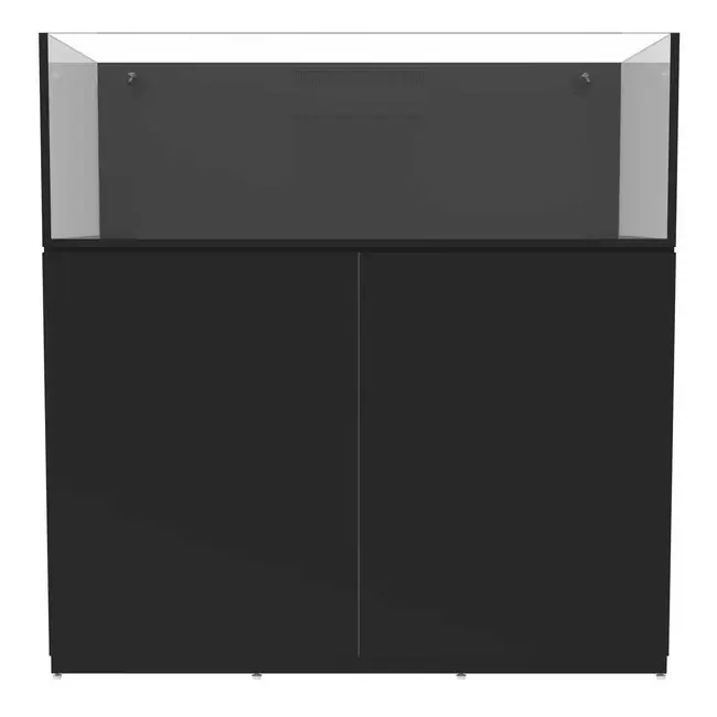 76 Gallon Shallow External Overflow Rimless Tank w/ Black Stand - Fiji Cube