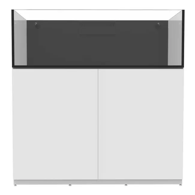 76 Gallon Shallow External Overflow Rimless Tank w/ White Stand - Fiji Cube