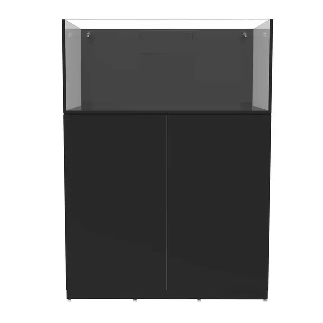 57 Gallon Shallow External Overflow Rimless Tank w/ Black Stand - Fiji Cube