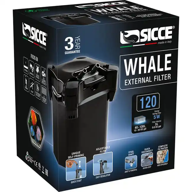Whale 120 Aquarium Canister Filter 10-30 Gal (140 gph) - Sicce