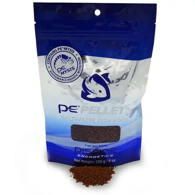 PE Mysis Pellets 8 oz / 226g (3 mm) - Saltwater Fish Food - Piscine Energetics