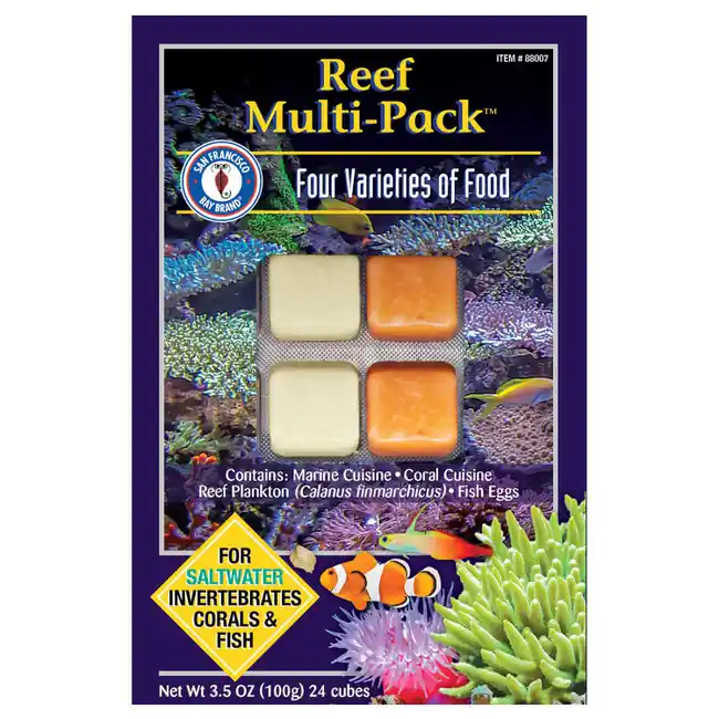 Frozen Reef Multi-Pack Fish Food (24 cubes, 3.5 oz) - San Francisco Bay Brand