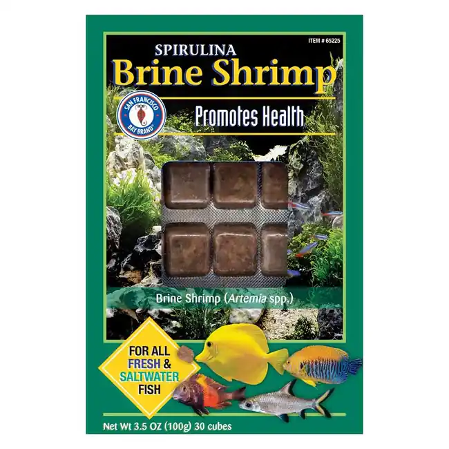 Frozen Spirulina Brine Shrimp Fish Food (30 cubes, 3.5 oz) - San Francisco Bay Brand