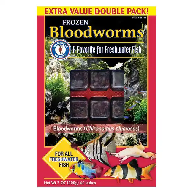 Frozen Bloodworms Fish Food (60 cubes, 7 oz) - San Francisco Bay Brand