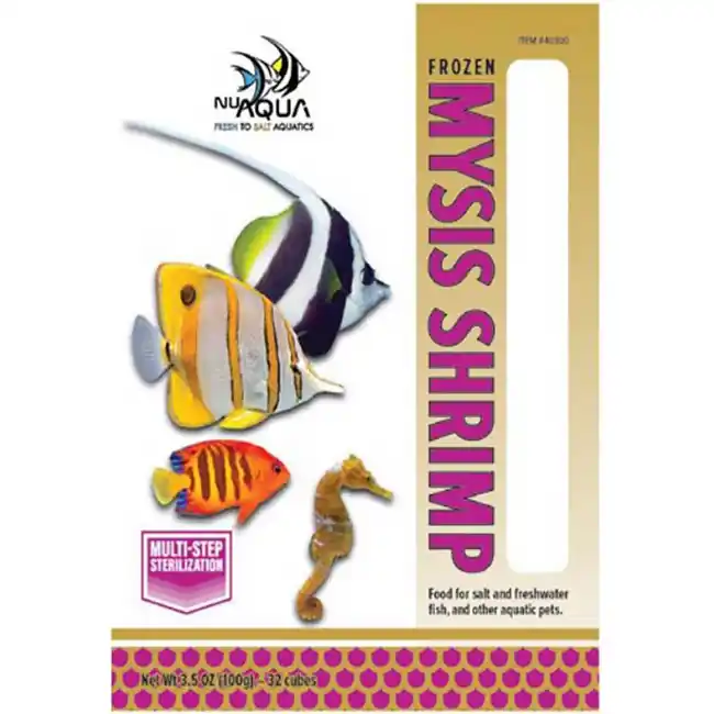 Frozen Mysis Shrimp Fish Food (32 cubes, 3.5 oz) - NuAqua