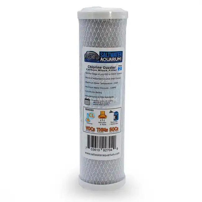 10" Carbon Block Filter Cartridge (5.0 Micron) | High Purity Coconut Shell Activated Carbon Block - SaltwaterAquarium