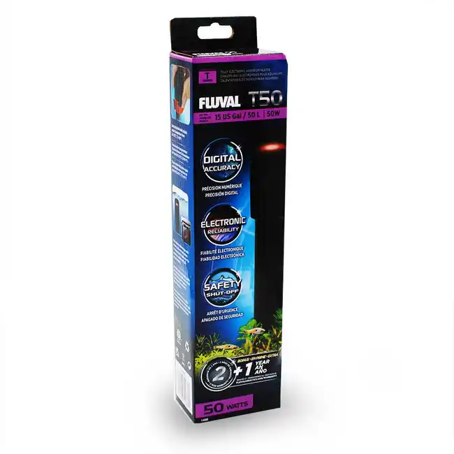 T50 Fully Electronic Aquarium Heater (50 Watt) up to 15 Gallons - Fluval