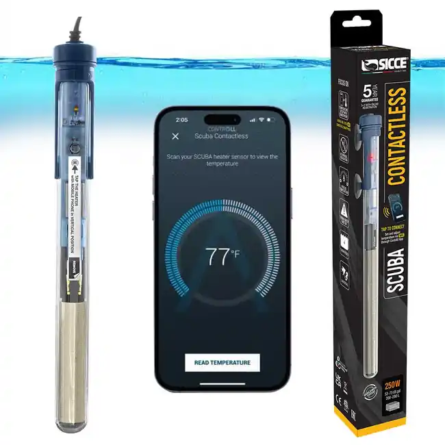 SICCE Scuba 250 Watt Contactless App Adjustable Aquarium Fish Tank Heater Smartphone Controlled via NFC