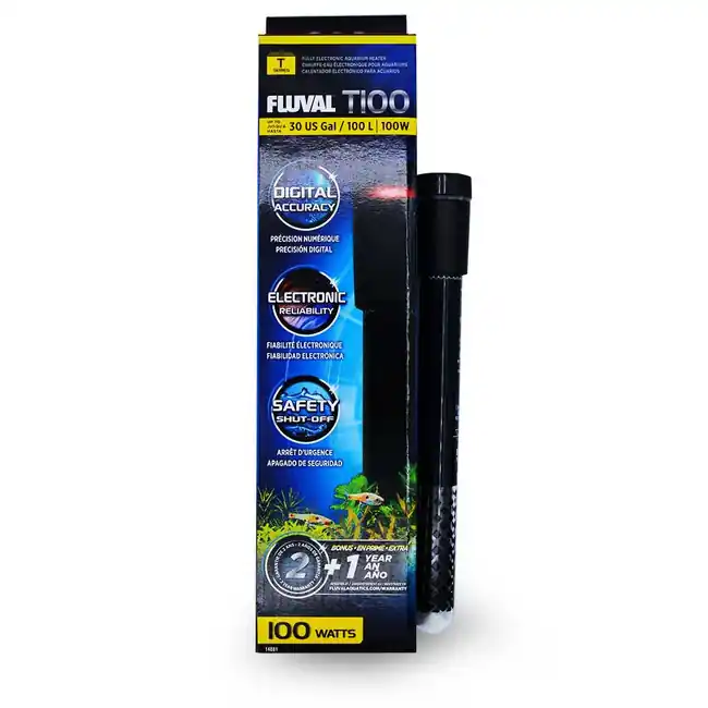 T100 Fully Electronic Aquarium Heater (100 Watt) up to 30 Gallons - Fluval