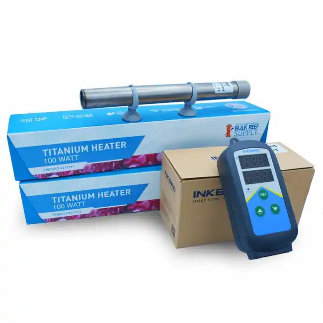 Dual 100 Watt (200 Total) Titanium Heater System w/Inkbird 306 Controller - Bulk Reef Supply