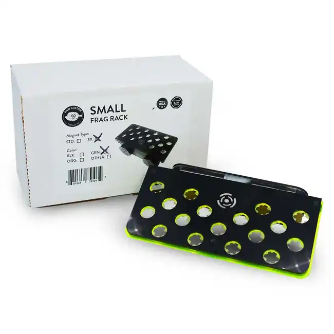 17 Hole Small Frag Rack (3/4" Glass) Goblin Green w/Frag Lock & Reinforced Magnets - PNW Customs