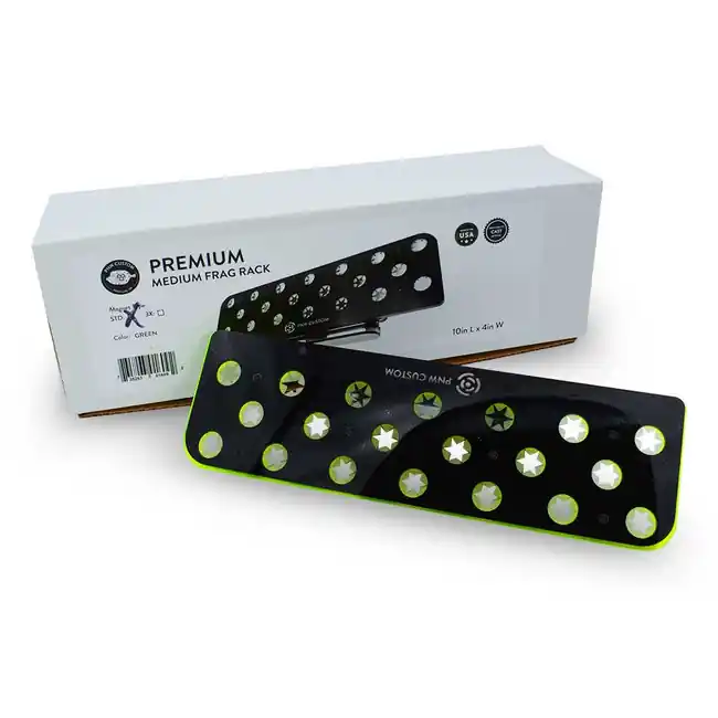 20 Hole Premium Medium Frag Rack (1/2" Glass) Green w/Frag Lock - PNW Customs