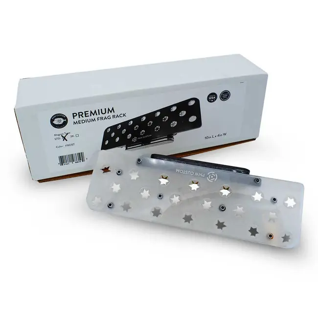 20 Hole Premium Medium Frag Rack (1/2" Glass) Frost w/Frag Lock - PNW Customs