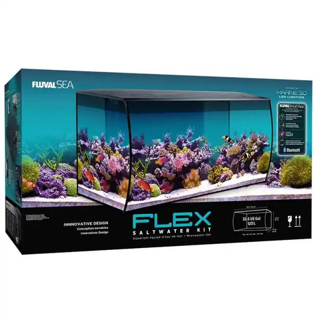 Saltwater Flex 32.5 Gallon Aquarium & Stand Combo (Black) Bundle - Fluval