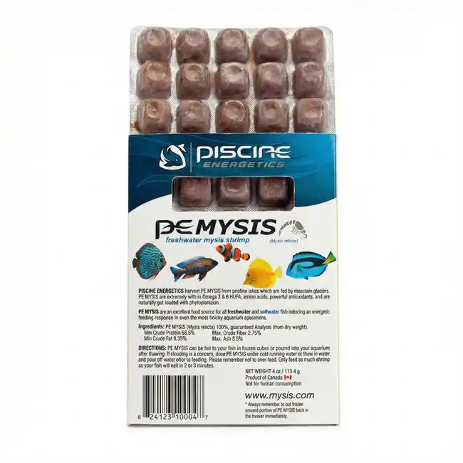 PE Mysis (4 oz) Frozen Fish Food Cube Package - Piscine Energetics