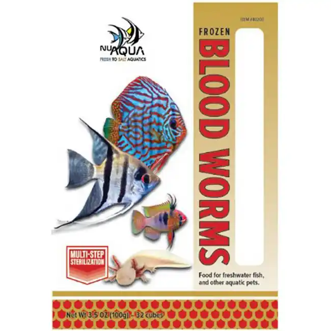 Frozen Bloodworms Fish Food (32 cubes, 3.5 oz) - NuAqua