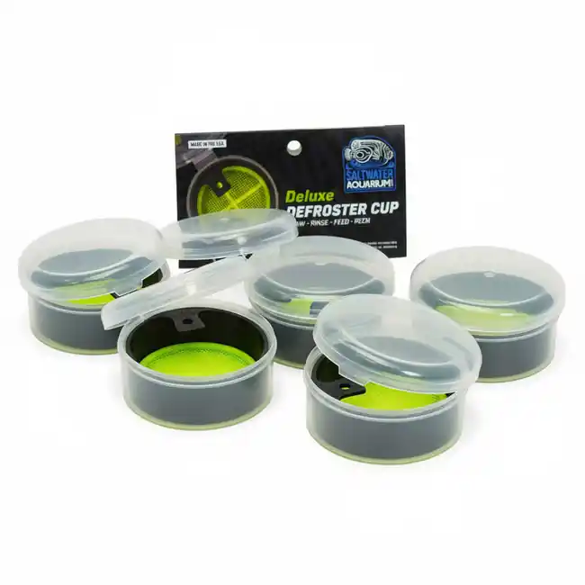 (5 Pack) - Deluxe Frozen Food Defroster Cup - THAW - RINSE - FEED - REPEAT- SaltwaterAquarium.com
