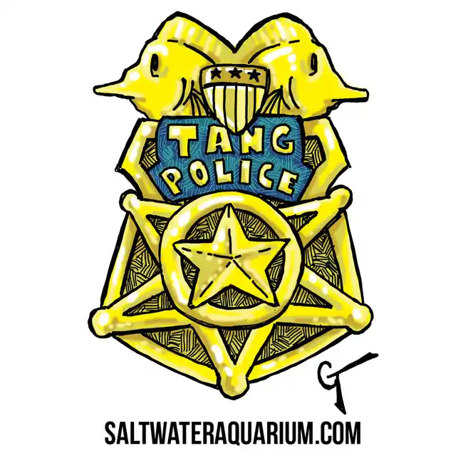 Tang Police Badge SaltwaterAquarium.com Sticker (FREE OVER $50) - SAQ.com