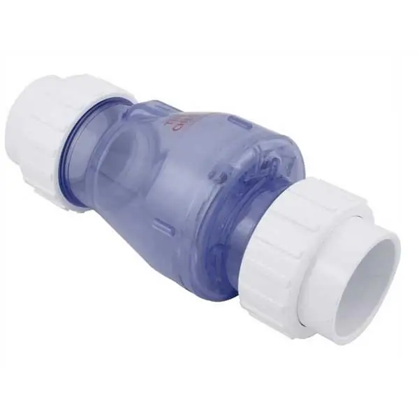 1-1/2" Clear PVC True Union Flapper Check Valve Slip x Slip