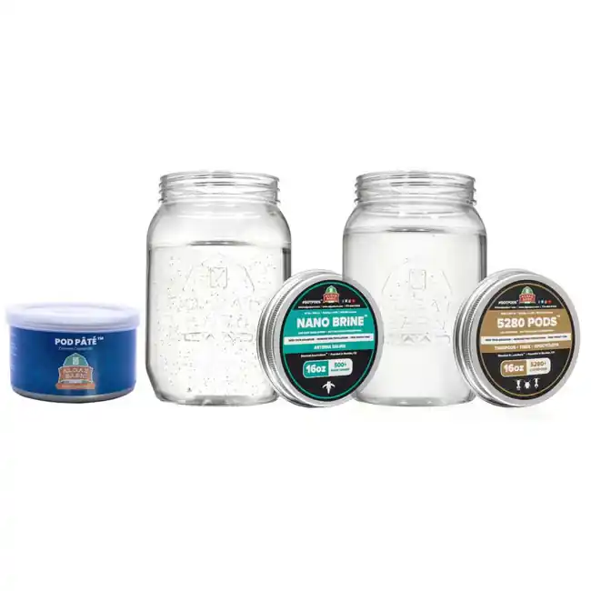 Mandarin Feeder Kit - Nano Brine, 5280 Pods, Pod Pate (32 oz of each) - Algae Barn