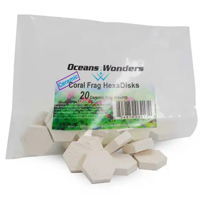 Ceramic Coral Frag HexaDisks 1.25" (20 pc) - Oceans Wonders