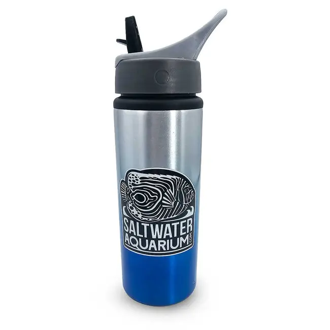 SaltwaterAquarium.com Sheen 24-Ounce Two-Tone Aluminum Water Bottle w/White Logo - Saltwater Aquarium