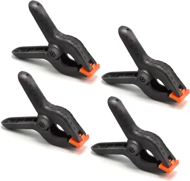(4 Pack) 4.5 inch Nylon Spring Clamps - Heavy Duty Clips (Black & Orange)