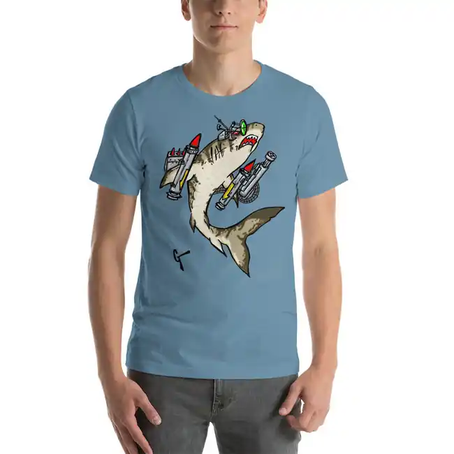 Freaking Lazerbeam Shark T-Shirt Premium Bella Canvas 3001 - SAQPrint