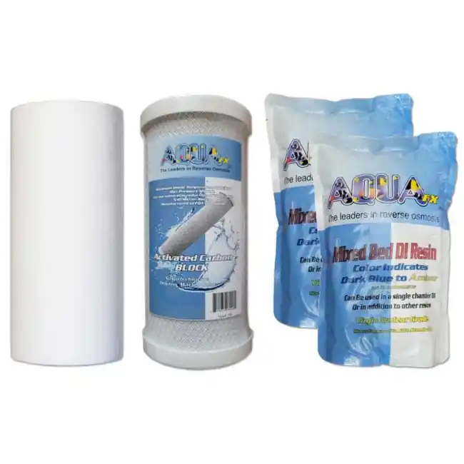 Blue Fin 4-Stage RO/DI Filter Set w/ DI Resin Refills - AquaFX