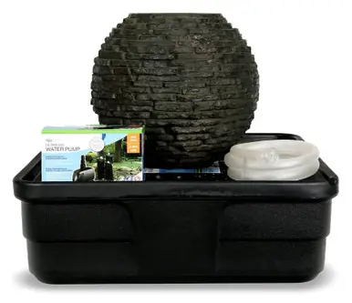 STACKED SLATE SPHERE FOUNTAIN KIT - 18" DIA (46 CM)