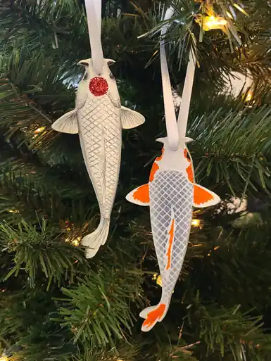 Custom Hand Painted Koi Ornament - jennpai art