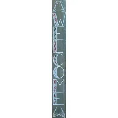 Welcome Koi Wood Sign 4.5x36 - jennpai art