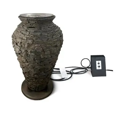 FIRE AND WATER STACKED SLATE URN – 55" H (140 CM) - Aquascape