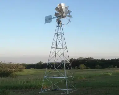 20' Four Legged Becker Windmill with 2-way splitter, 50' poly, 200' Quick Sink tubing and 2- QS1 diffusers