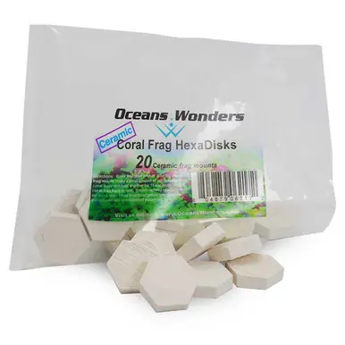 Ocean Wonders Ceramic Coral Frag HexaDisks, 20 Pack