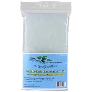Replacement Pad Kit, LARGE for ACRYLIC Aquariums (Fits Tiger Shark & Great White Magnet Cleaners) - AlgaeFree