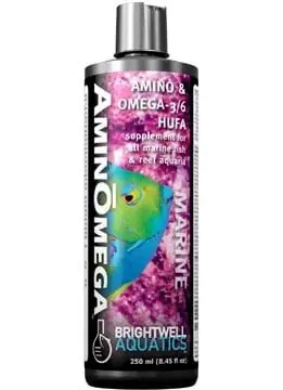 Brightwell Aquatics AminoOmega - HUFA Omega 3/6 Supplement for Marine Fishes, 250 ml. / 8.5 oz.